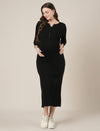Black Maternity & Nursing Midi Bodycon T-shirt Dress