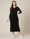 Black Maternity & Nursing Midi Bodycon T-shirt Dress