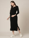 Black Maternity & Nursing Midi Bodycon T-shirt Dress