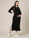 Black Maternity & Nursing Midi Bodycon T-shirt Dress