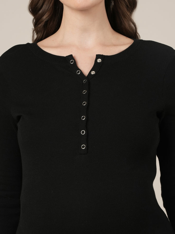 Black Maternity & Nursing Midi Bodycon T-shirt Dress
