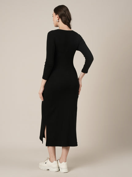 Black Maternity & Nursing Midi Bodycon T-shirt Dress