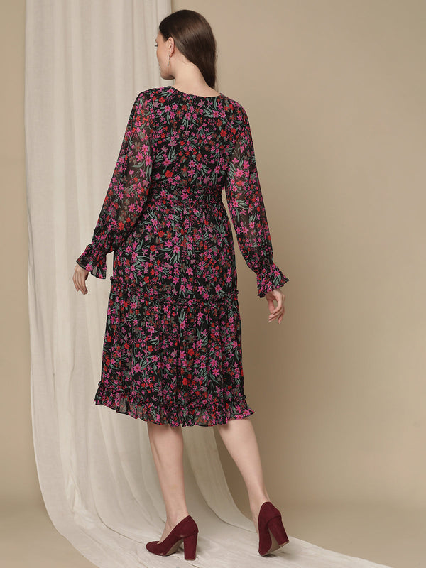 Buy SIRIL Women's Western Georgette Dresses | One Piece Dress | Maxi  Western Dress (434TK7393A-S_Wine) at Amazon.in