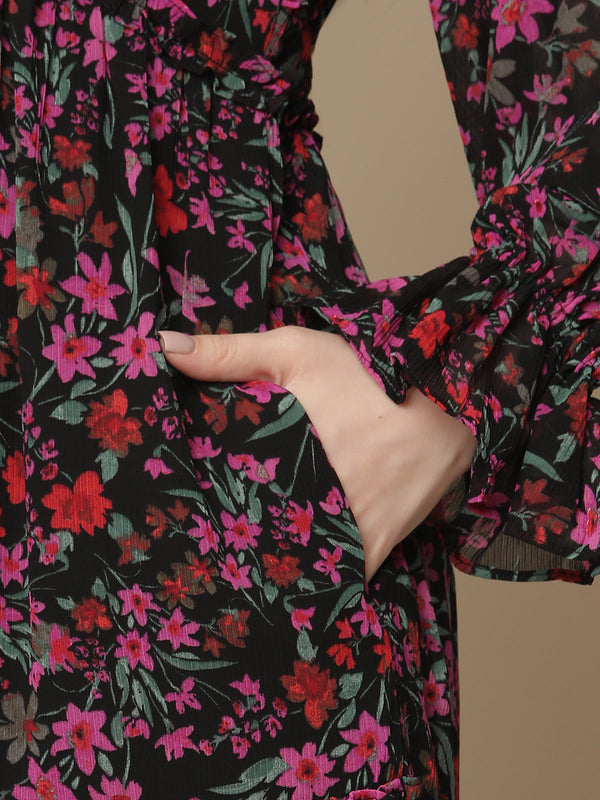 Black Feeding One Piece Dress