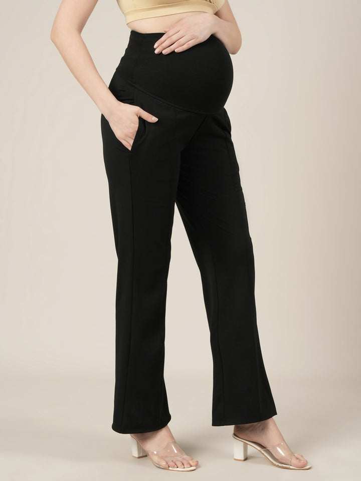 Black Maternity Pintuck Bootcut Pants