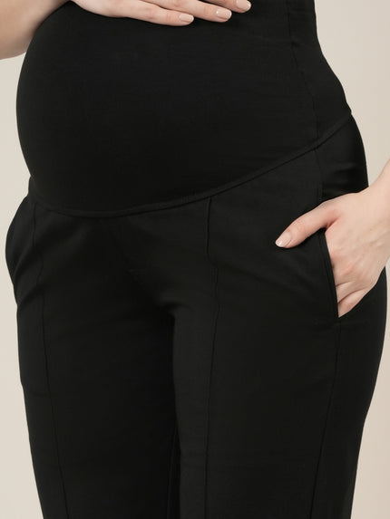 Black Maternity Pintuck Bootcut Pants