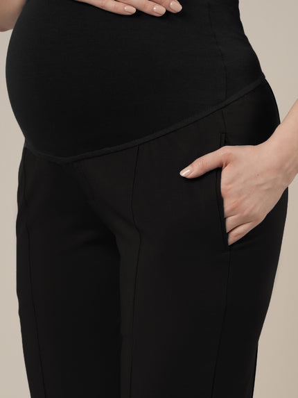 Maternity Pintuck Tapered Fit Pants-Black