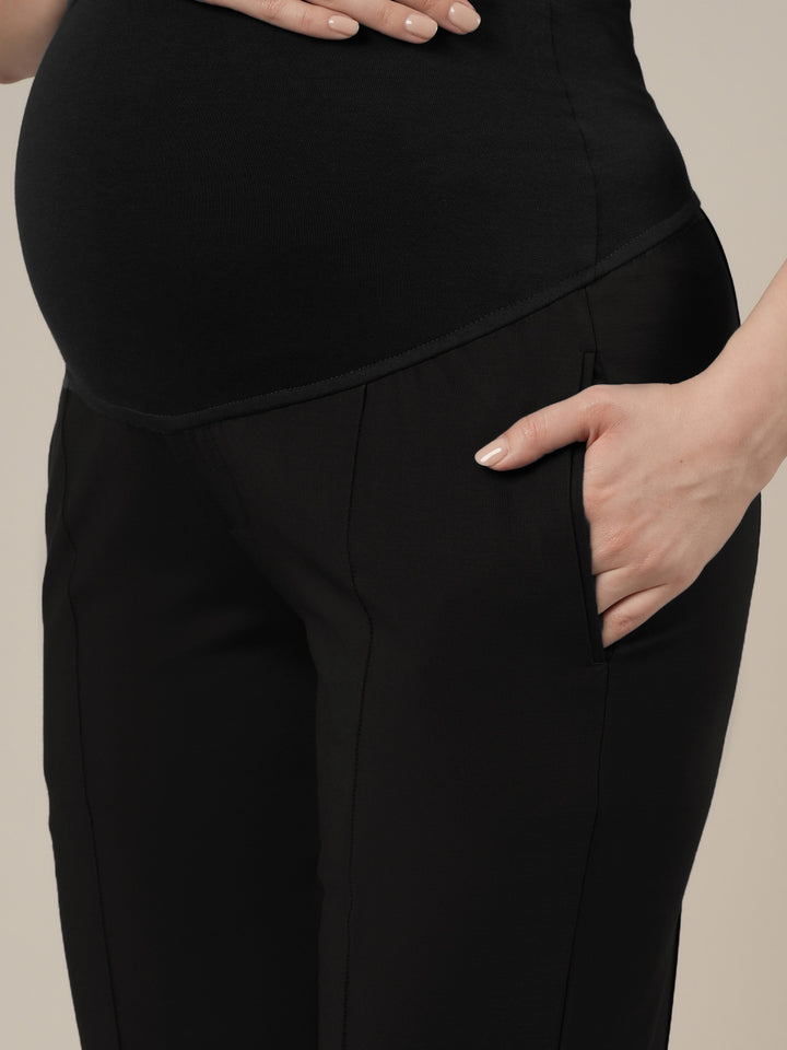 Maternity Pintuck Tapered Fit Pants-Black