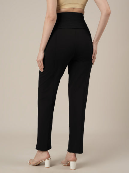 Maternity Pintuck Tapered Fit Pants-Black