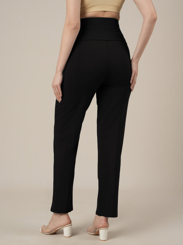 Maternity Pintuck Tapered Fit Pants-Black