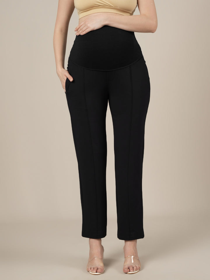 Black Maternity Stretchy Straight Pants