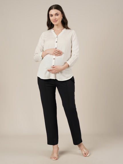 Black Maternity Stretchy Straight Pants