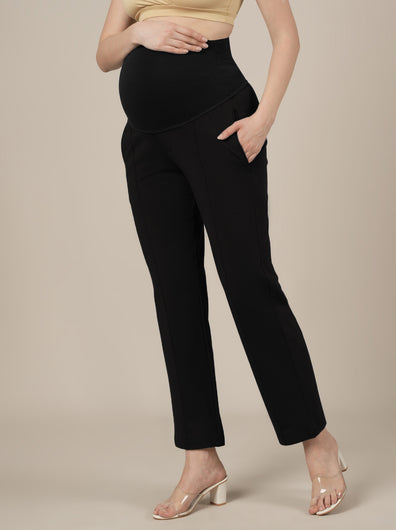 Black Maternity Stretchy Straight Pants