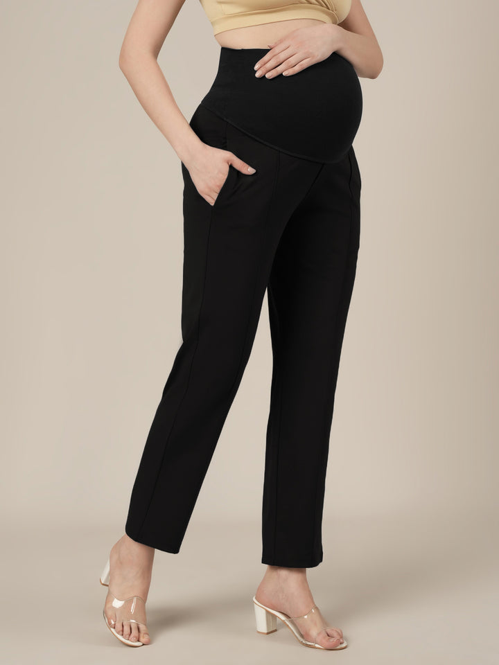 Black Maternity Stretchy Straight Pants