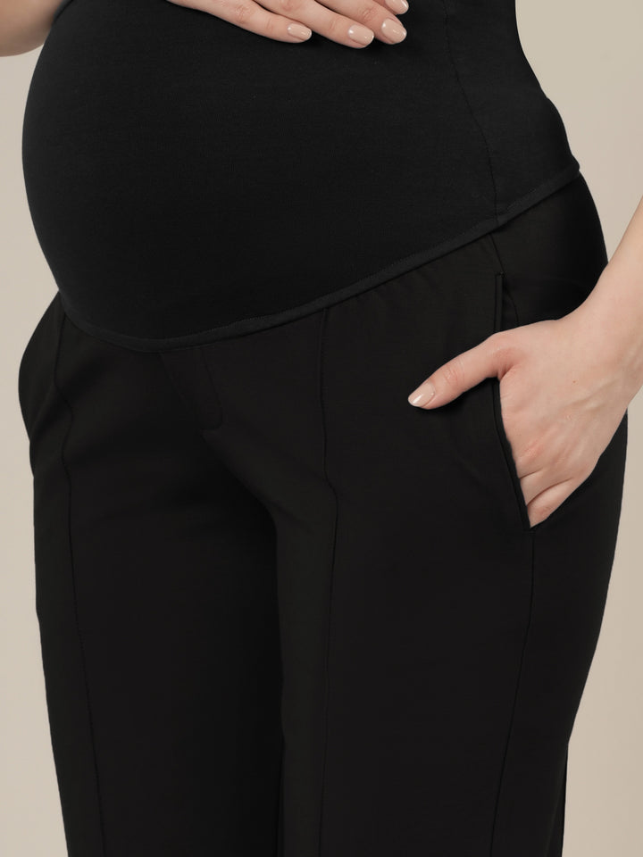 Black Maternity Stretchy Straight Pants
