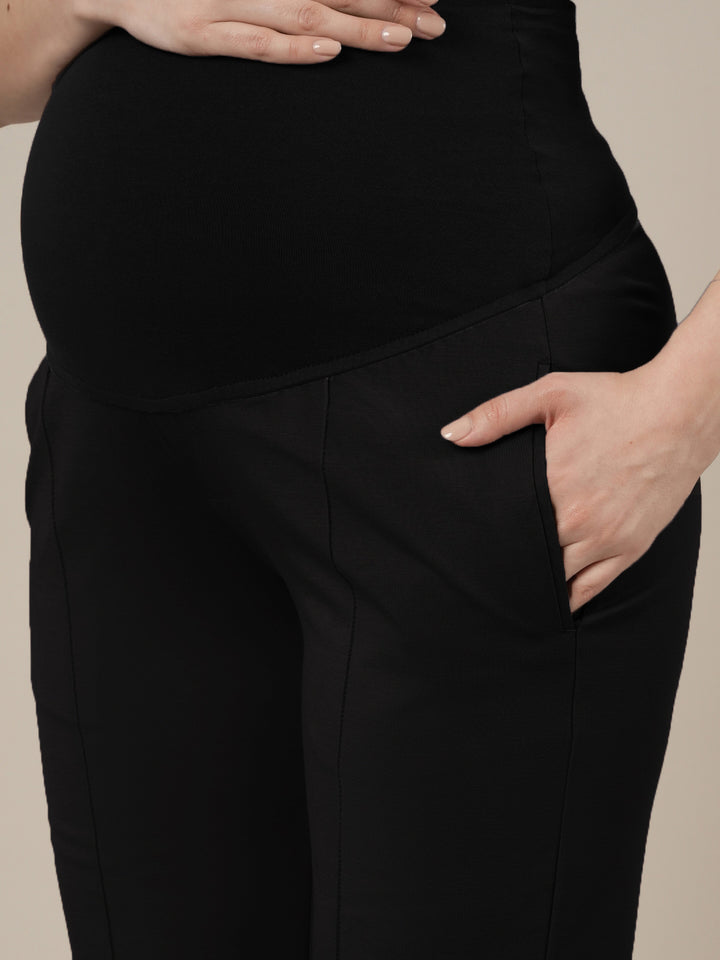 Black Maternity Stretchy Wide Leg Pants