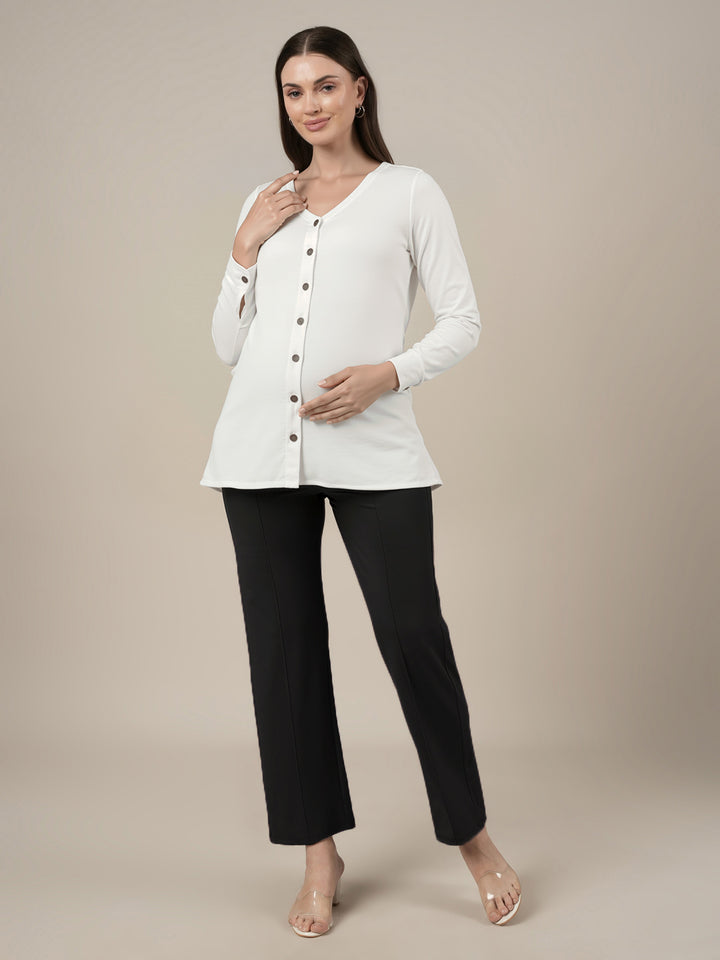 Black Maternity Stretchy Wide Leg Pants