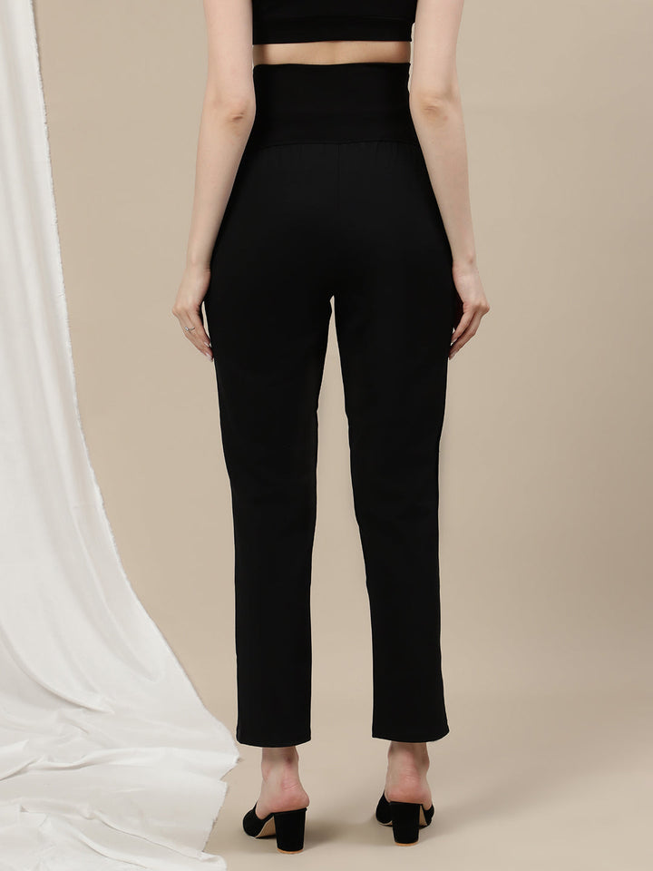 Ultra-Stretch Straight Leg Maternity Pants- Black