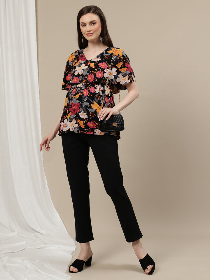 Ultra-Stretch Straight Leg Maternity Pants- Black