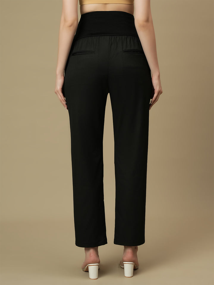 Black Maternity Straight Trouser Pants