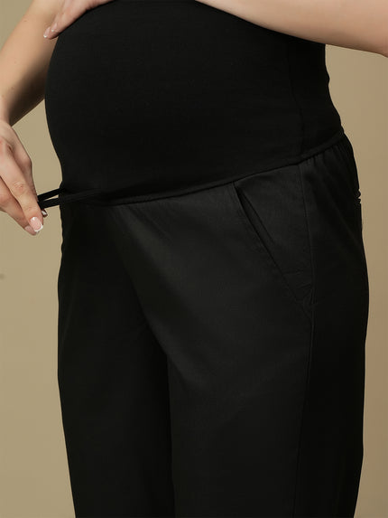 Black Maternity Straight Trouser Pants