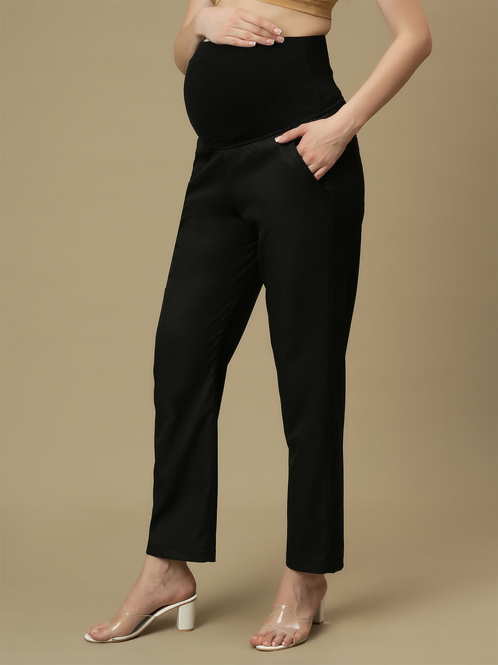 Black Maternity Straight Trouser Pants
