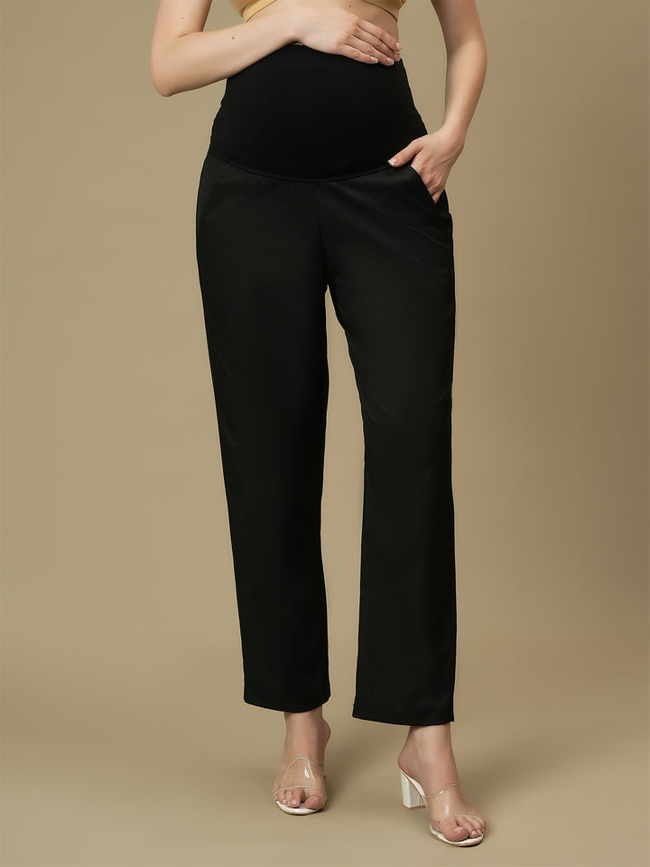 Black Maternity Straight Trouser Pants