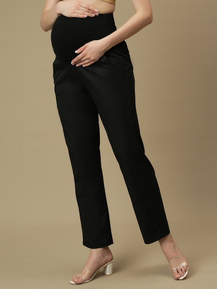 Black Maternity Straight Trouser Pants