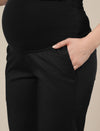 Stretchy Cotton Straight Fit Maternity Trousers-Black