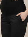 Maternity Stretchy Cotton Wide Leg Trousers-Black
