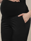Stretchy Cotton Tapered Fit Maternity Trousers-Black