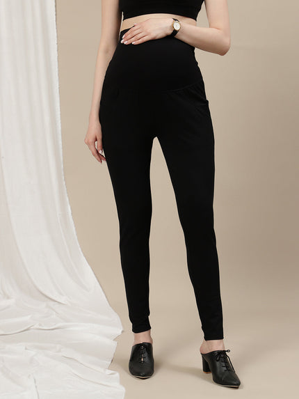 Maternity Ponte Treggings Pants- Black