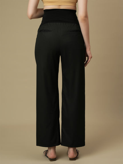 Black Maternity Wide-leg Formal Trousers