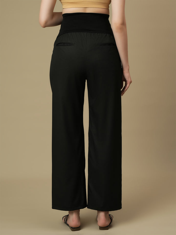 Black Maternity Wide-leg Formal Trousers