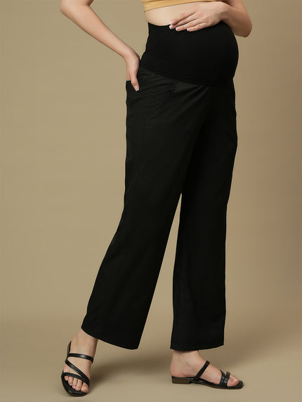 Black Maternity Wide-leg Formal Trousers