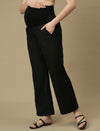 Black Maternity Wide-leg Formal Trousers
