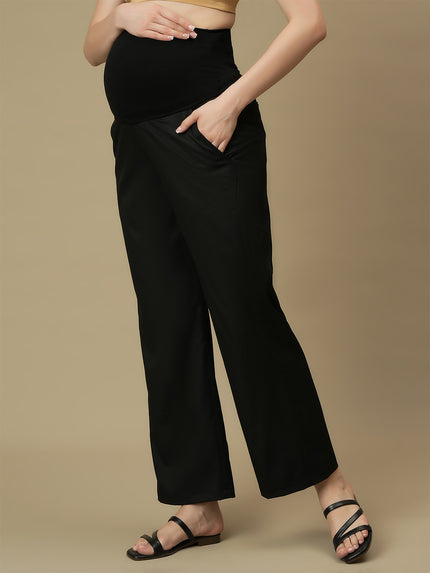 Black Maternity Wide-leg Formal Trousers