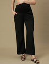 Black Maternity Wide-leg Formal Trousers