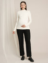 Maternity Winter Wide-Leg Woolen Pants - Black