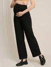 Maternity Winter Wide-Leg Woolen Pants - Black