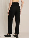 Maternity Winter Wide-Leg Woolen Pants - Black