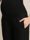 Maternity Winter Wide-Leg Woolen Pants - Black