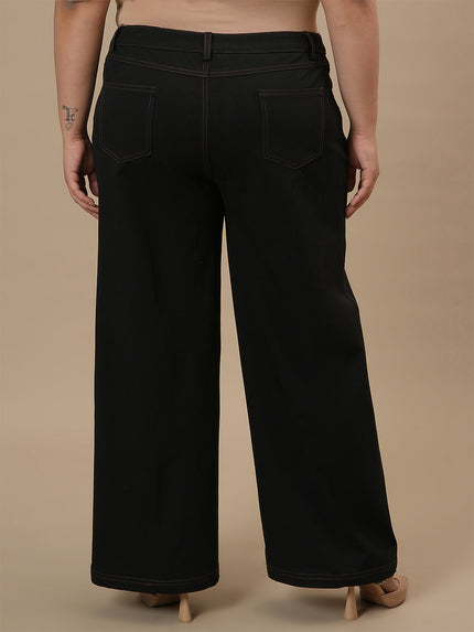 Black Plus Size Wide Leg Jeans