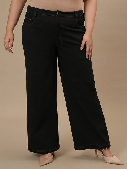 Black Plus Size Wide Leg Jeans