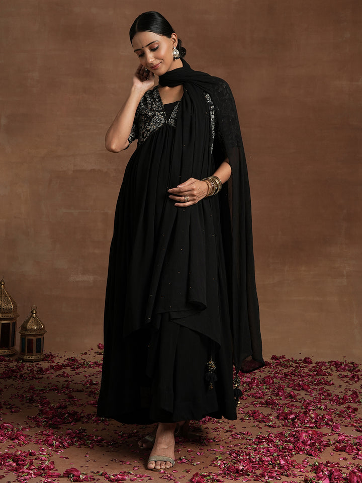 Black Sequin Maternity Suit Set