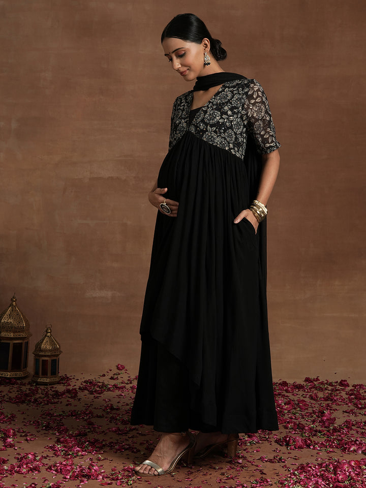 Black Sequin Maternity Suit Set