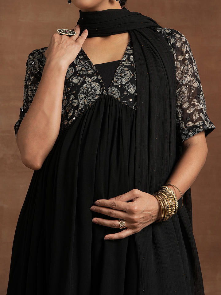 Black Sequin Maternity Suit Set