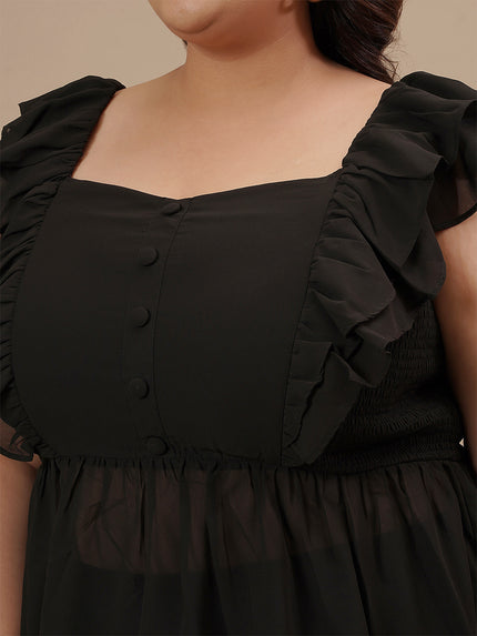 Black Sleeveless Plus Size Peplum Top