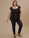 Black Sleeveless Plus Size Peplum Top