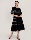 Black Tiered Maternity Midi Dress